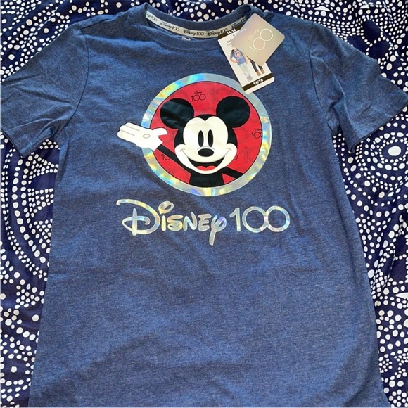 Unisex Disney 100 Years Mickey Mouse Shirt - Shiny Front and Back Graphics - Picture 3 of 4